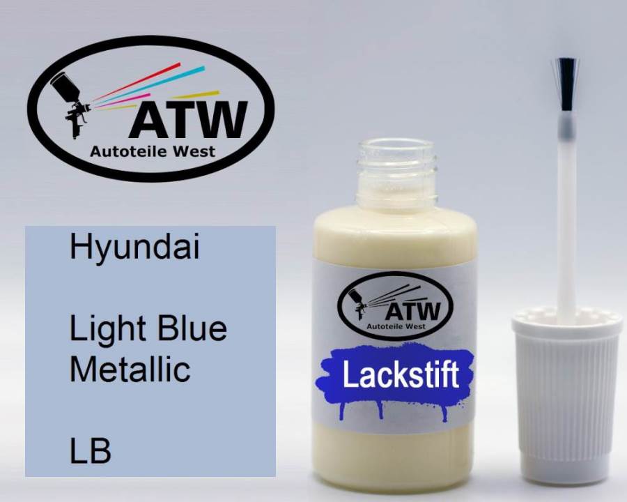 Hyundai, Light Blue Metallic, LB: 20ml Lackstift, von ATW Autoteile West.